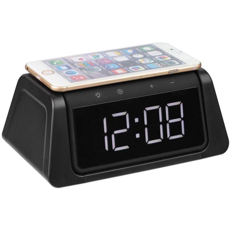 Настольный стерилизатор с беспроводной зарядкой и часами UV Depot, черный Настольный стерилизатор с беспроводной зарядкой и часами UV Depot, черный