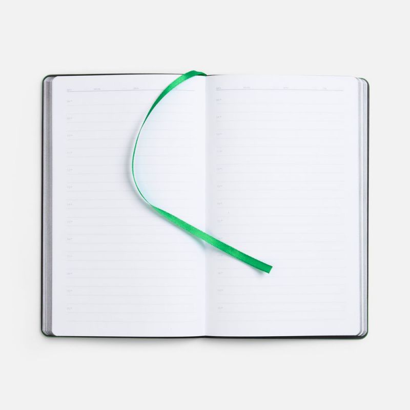 Ежедневник Trait, недатированный, черный с зеленым