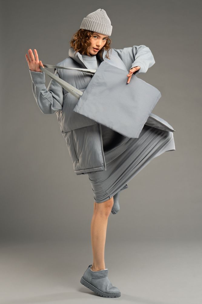 Шопер B5, серый с серыми ручками