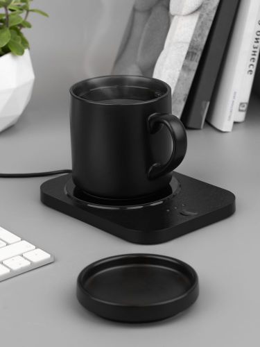 Кружка с подогревом и беспроводной зарядкой Dual Base Plus, черная