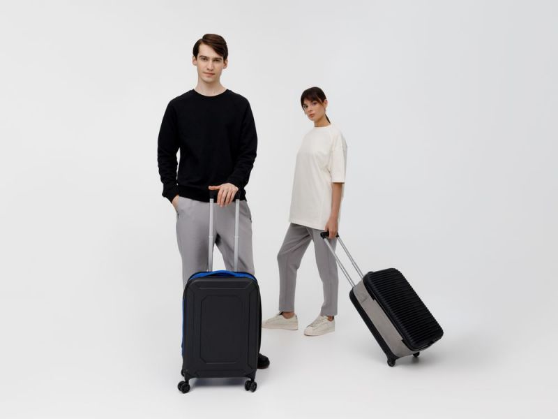 Чемодан Platta, черный с синим