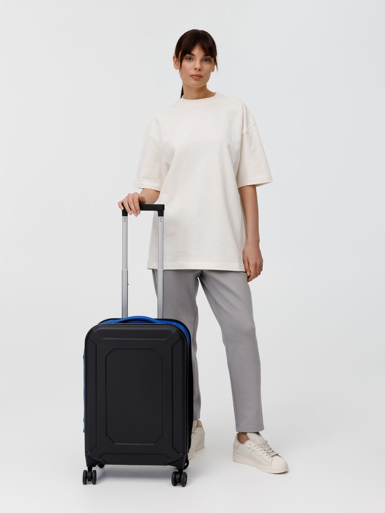 Чемодан Platta, черный с синим