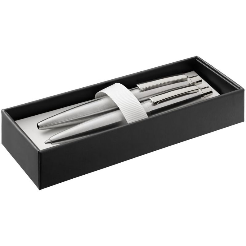 Набор из механического карандаша и ручки Poetica, серебристый Набор из механического карандаша и ручки Poetica, серебристый