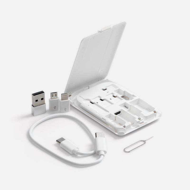 Органайзер с беспроводной зарядкой и набором адаптеров Octopod, белый Органайзер с беспроводной зарядкой и набором адаптеров Octopod, белый