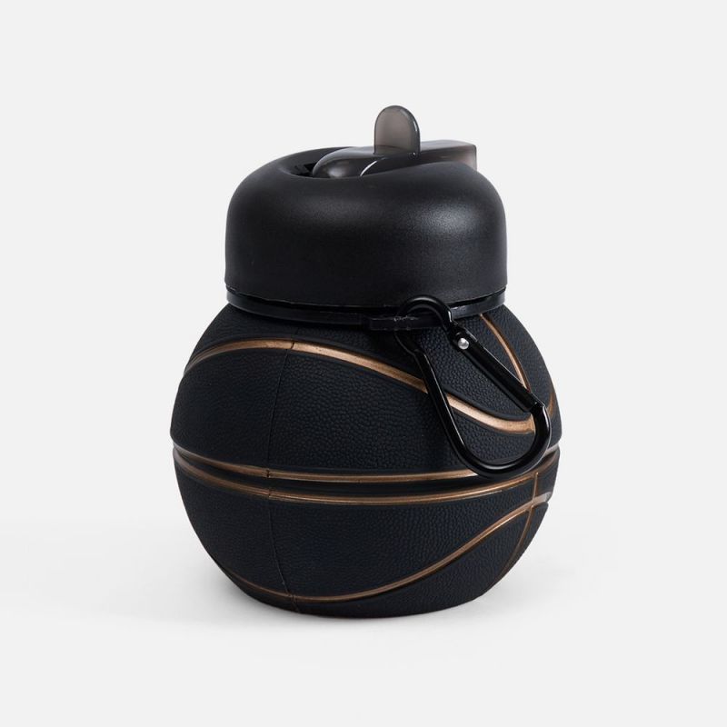 Складная бутылка для воды Basketball Flex, черная