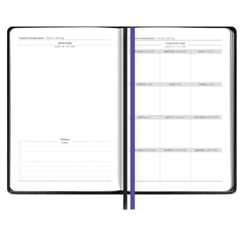 Ежедневник Alanis, недатированный, черный с фиолетовым