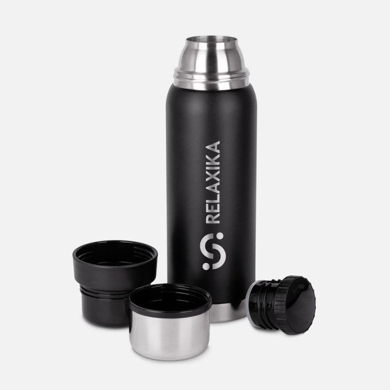Термос Relaxika 750 со стикерпаком, черный