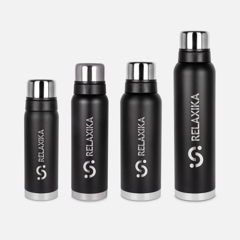 Термос Relaxika 1200 со стикерпаком, черный