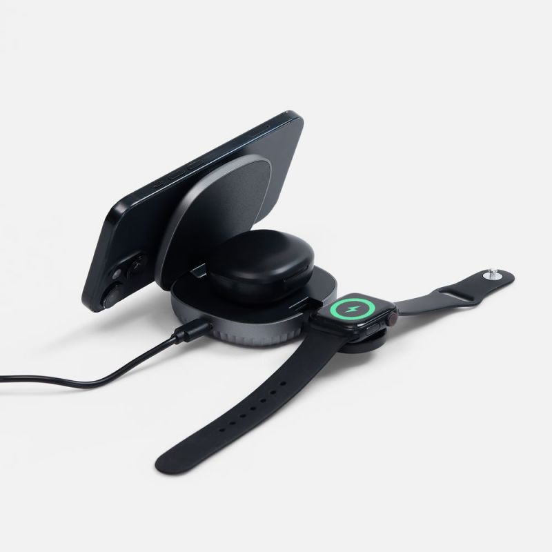 Складная станция беспроводной зарядки flowPad, серая Складная станция беспроводной зарядки flowPad, серая