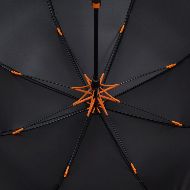Зонт-трость Hidecolor с цветными спицами, черный с оранжевым Зонт-трость Hidecolor с цветными спицами, черный с оранжевым