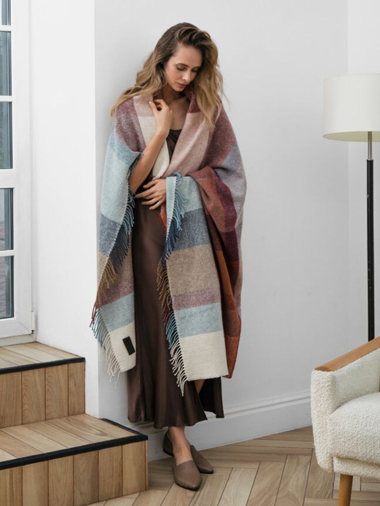 Плед Arequipa, голубой с красным