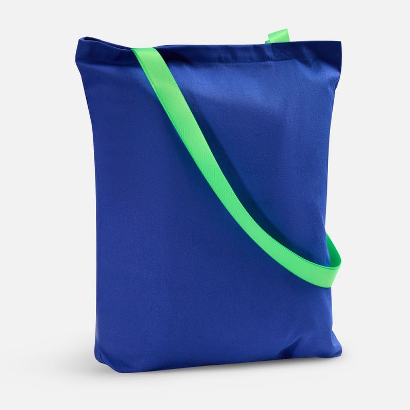 Шопер B4, синий с зелеными ручками