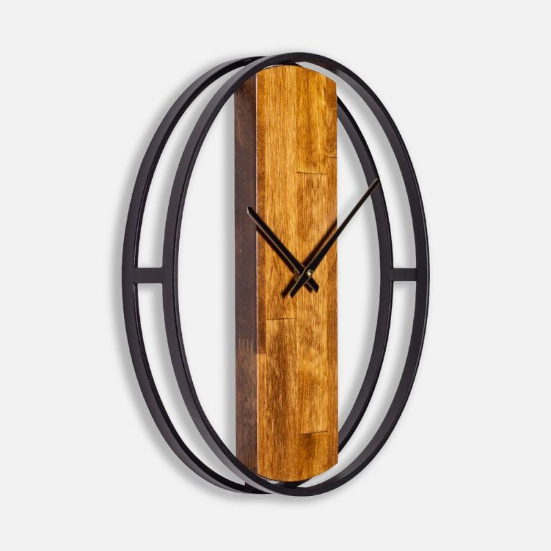 Часы Woodix, черные с коричневым Часы Woodix, черные с коричневым