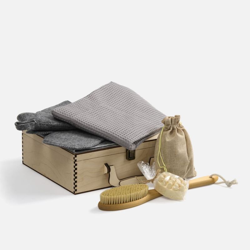 Банный набор Great Heat Therapy, мужской, светло-серый Банный набор Great Heat Therapy, мужской, светло-серый