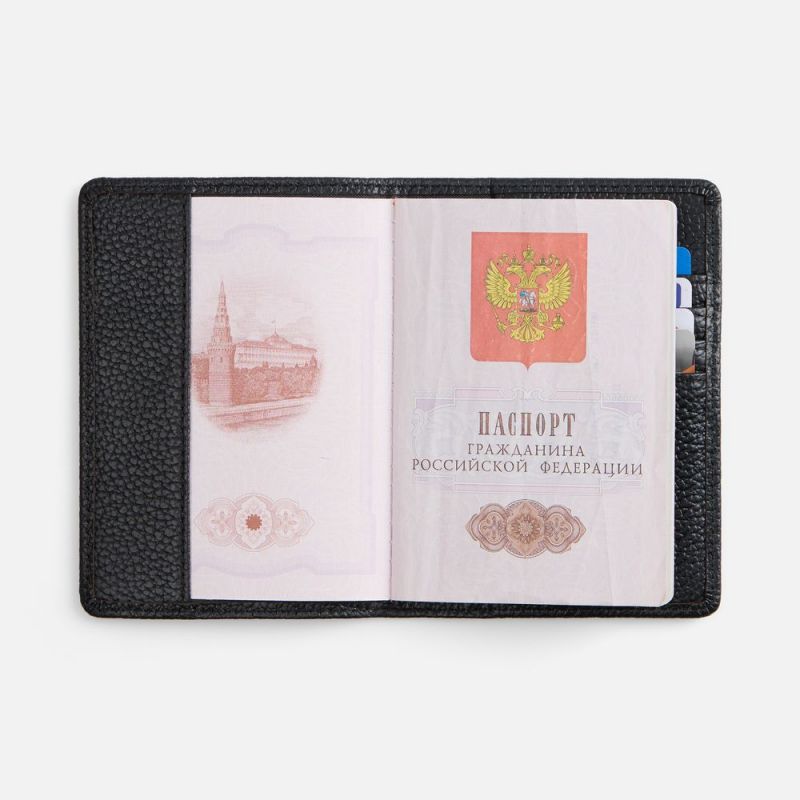Обложка для паспорта Unison, черная Обложка для паспорта Unison, черная
