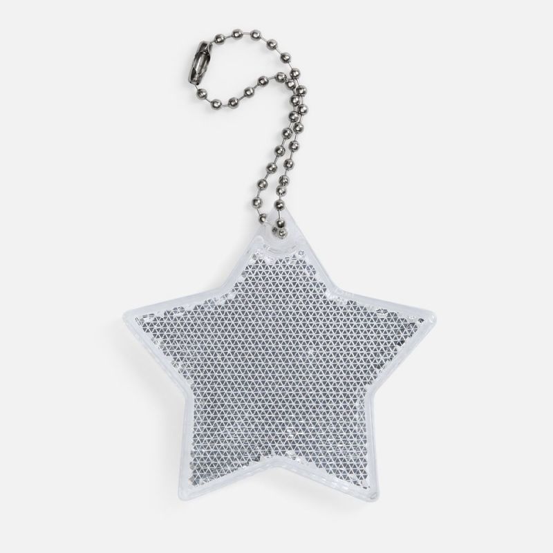 Пешеходный светоотражатель с цепочкой «Звезда», белый Пешеходный светоотражатель с цепочкой «Звезда», белый