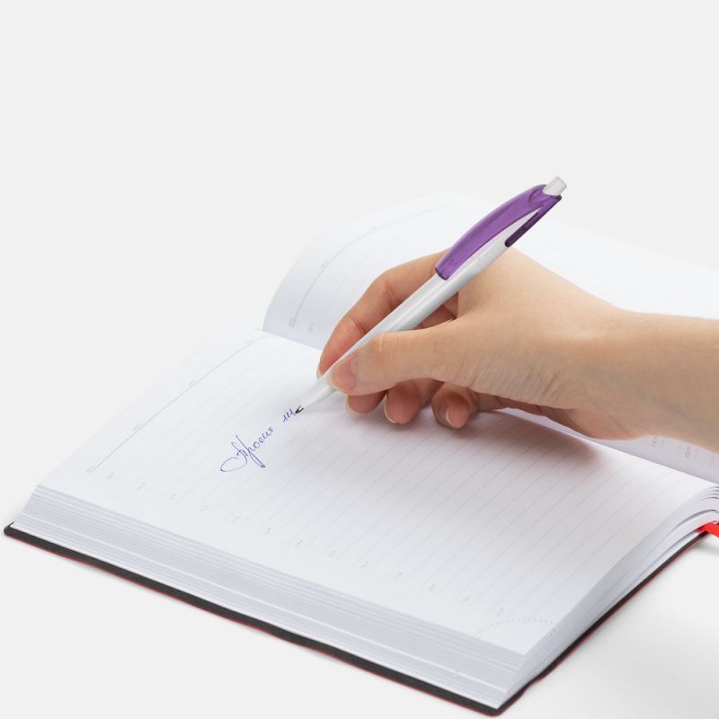 Ручка шариковая Bento, белая с фиолетовым